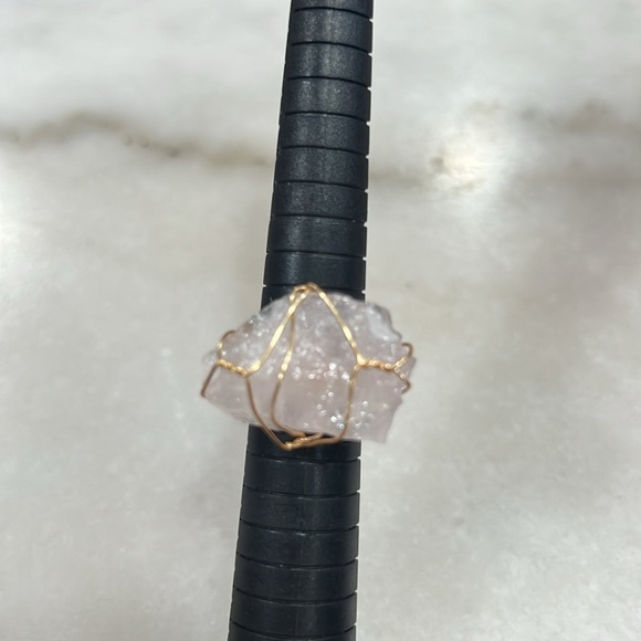 Rose Quartz Hand Wrapped Copper Wire Ring - Picture 8 of 8